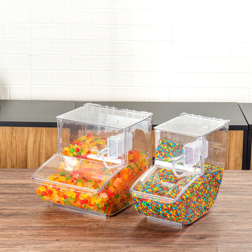 Met Lux 3 Gal Clear Plastic Topping Bin - 50 Cup, with Scoop - 13" x 15 3/4" x 7 3/4" - 1 count box