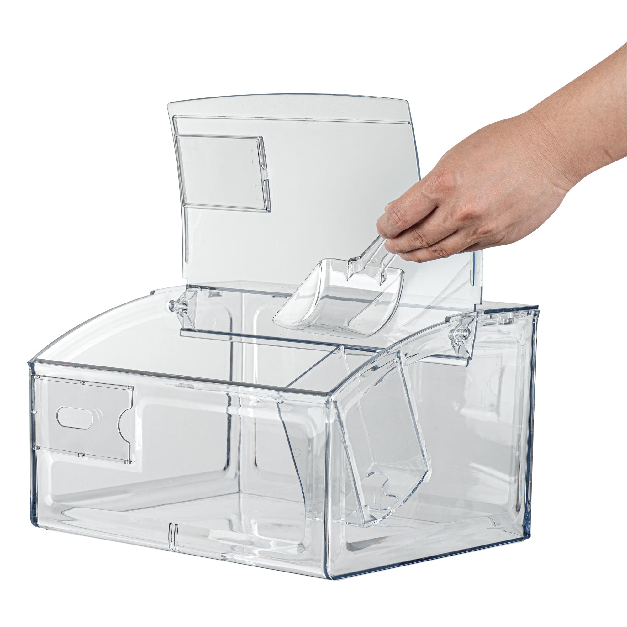 Met Lux 2 Gal Clear Plastic Topping Bin - 30 Cup, with Scoop - 7" x 9 3/4" x 11 3/4" - 1 count box