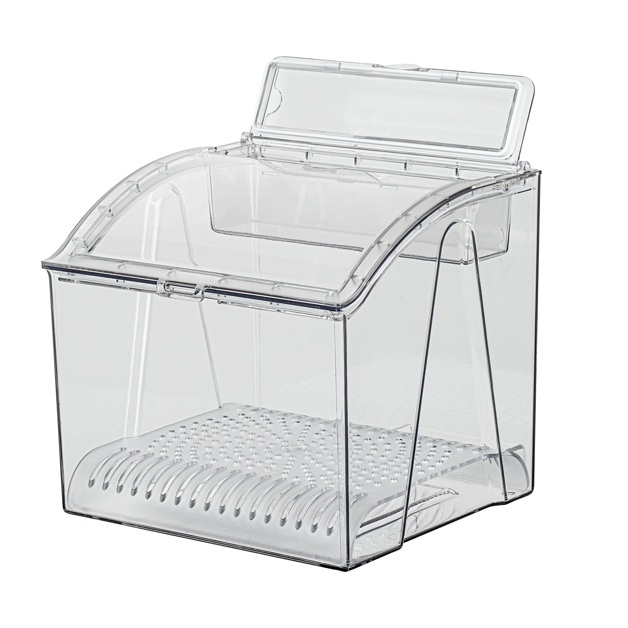 Met Lux 1.5 Gal Clear Plastic Topping Bin - 25 Cup, with Scoop - 7 3/4" x 6 3/4" x 7 3/4" - 1 count box