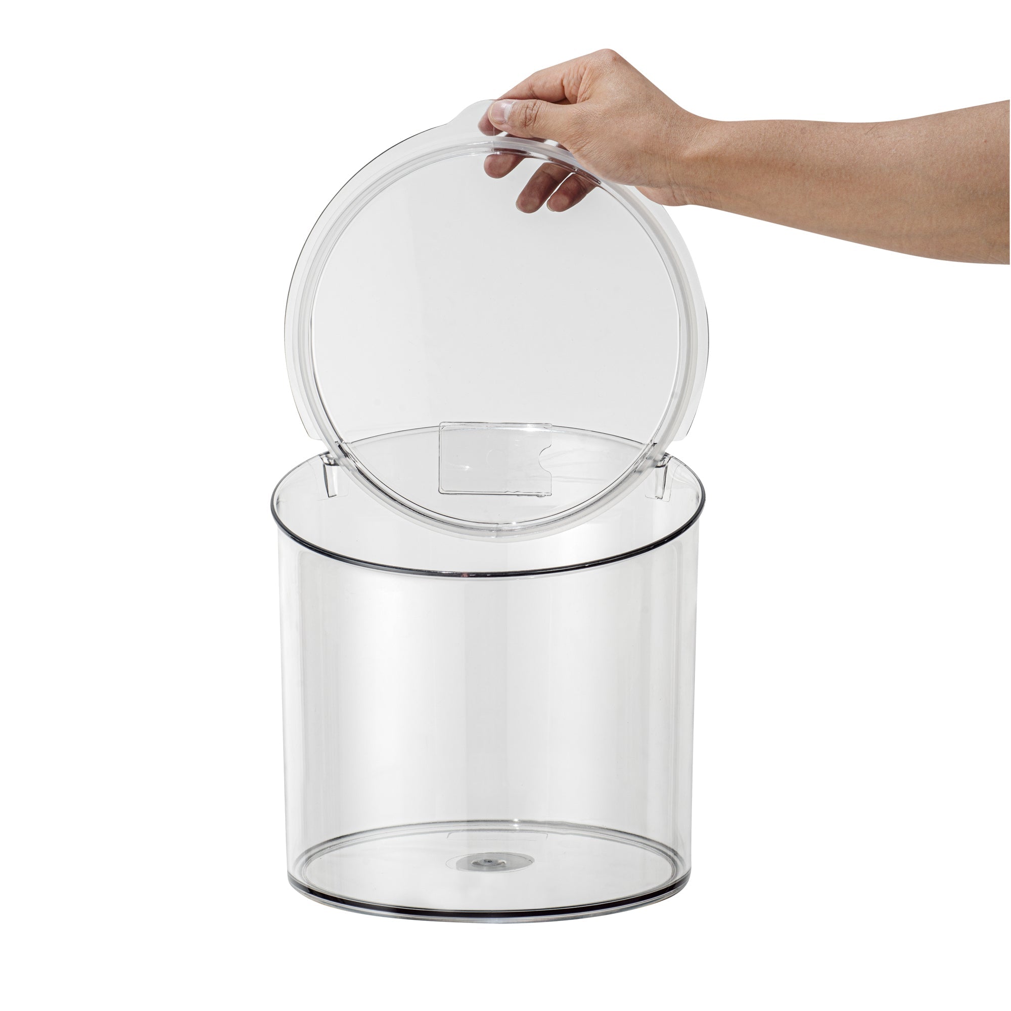 Met Lux 2.6 Gal Clear Plastic Storage Jar - with Hinged Lid - 9 3/4" x 9 3/4" x 8 1/4" - 1 count box