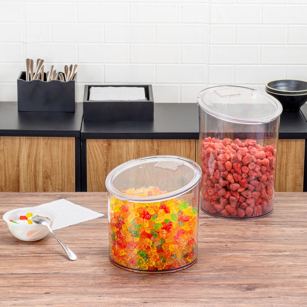 Met Lux 2.6 Gal Clear Plastic Storage Jar - with Hinged Lid - 9 3/4" x 9 3/4" x 8 1/4" - 1 count box