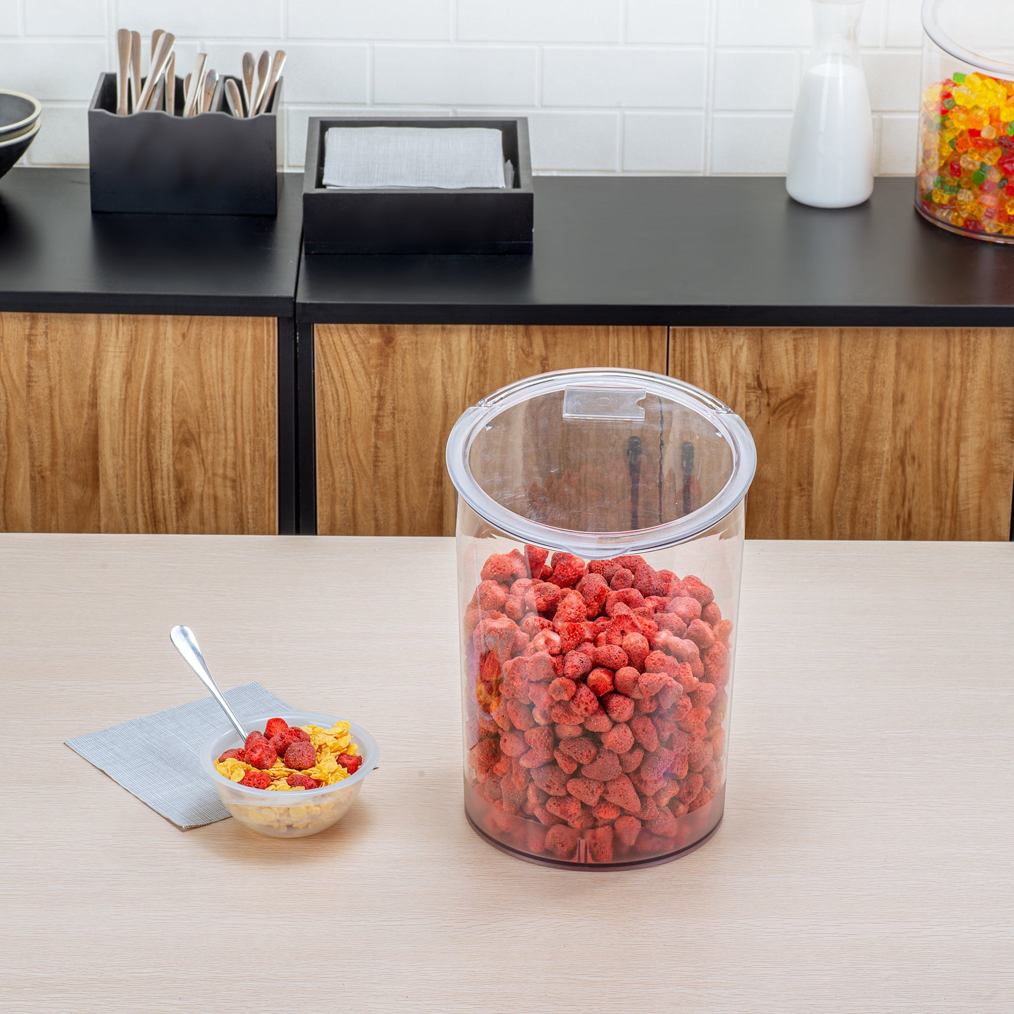 Met Lux 4 Gal Clear Plastic Storage Jar - with Hinged Lid - 9 3/4" x 9 3/4" x 13 3/4" - 1 count box