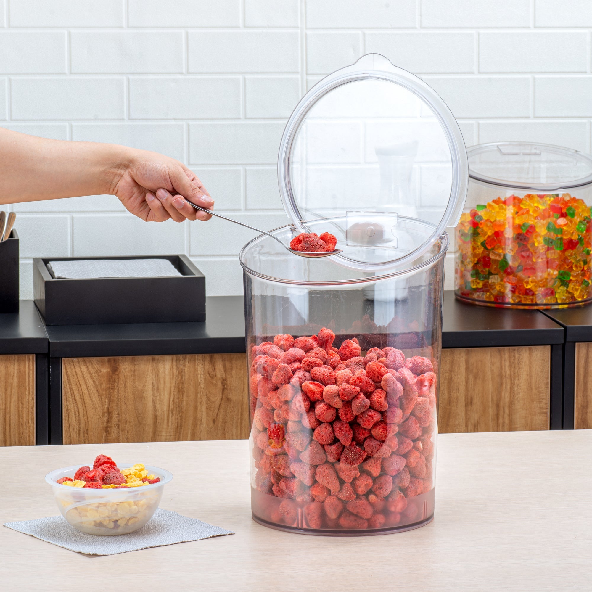 Met Lux 4 Gal Clear Plastic Storage Jar - with Hinged Lid - 9 3/4" x 9 3/4" x 13 3/4" - 1 count box