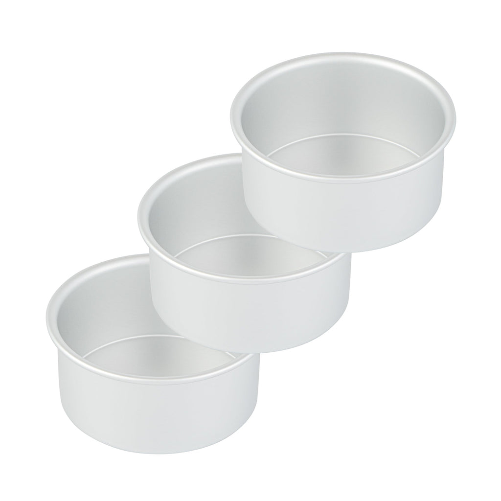 Met Lux Round Aluminum Straight-Sided Cake Pan - 6" x 6" x 3" - 1 count box