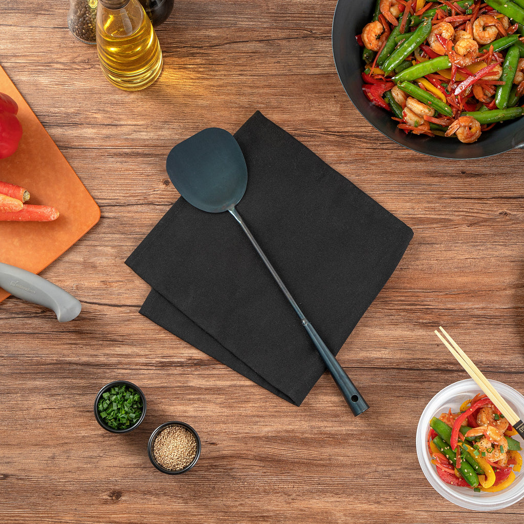 Motomori Blue Carbon Steel Wok Spatula - Pre-seasoned - 15 1/2'' - 10 count box