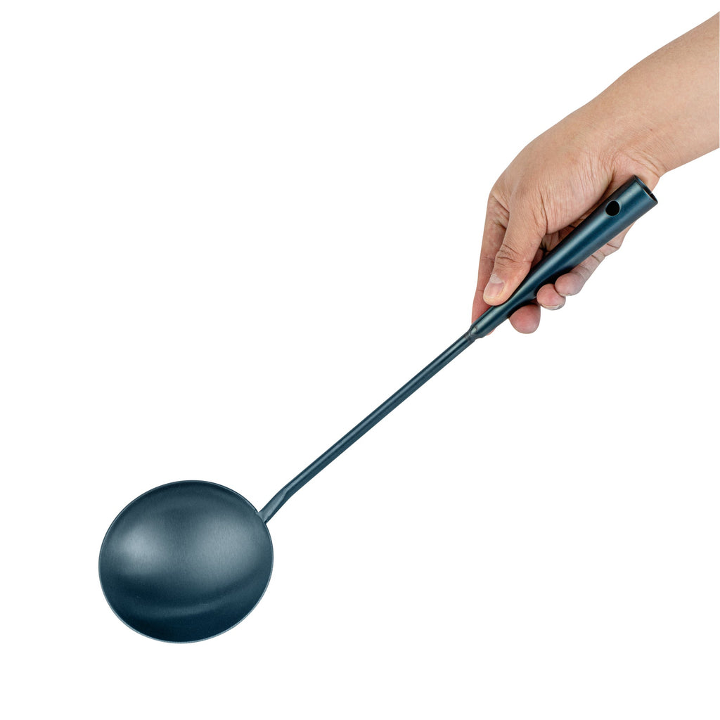 Motomori Blue Carbon Steel Wok Ladle - Pre-seasoned - 16" - 10 count box