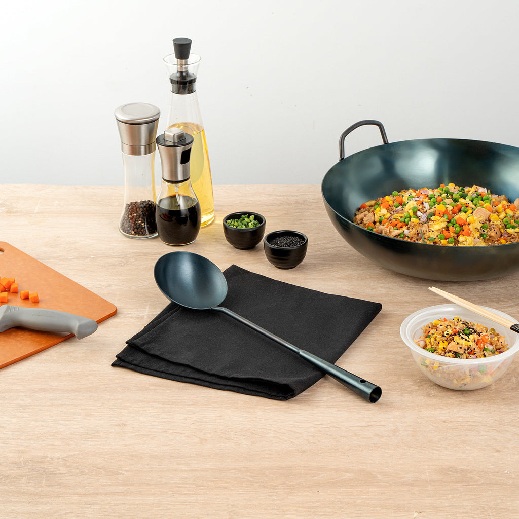 Motomori Blue Carbon Steel Wok Ladle - Pre-seasoned - 16" - 10 count box