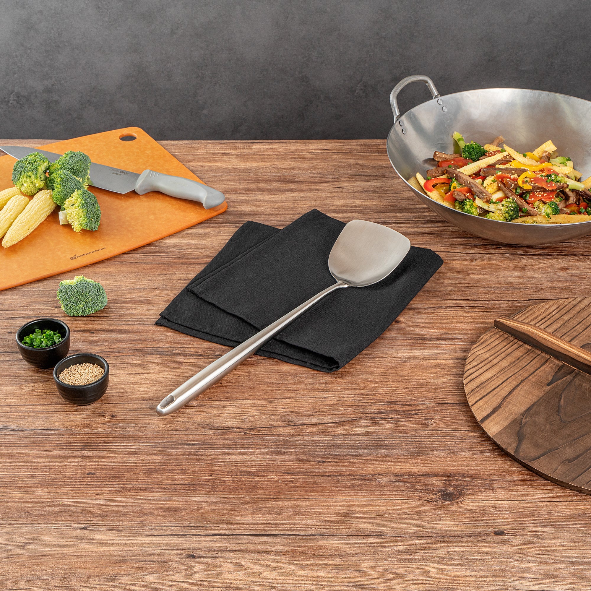 Motomori Stainless Steel Wok Spatula - 17'' - 1 count box