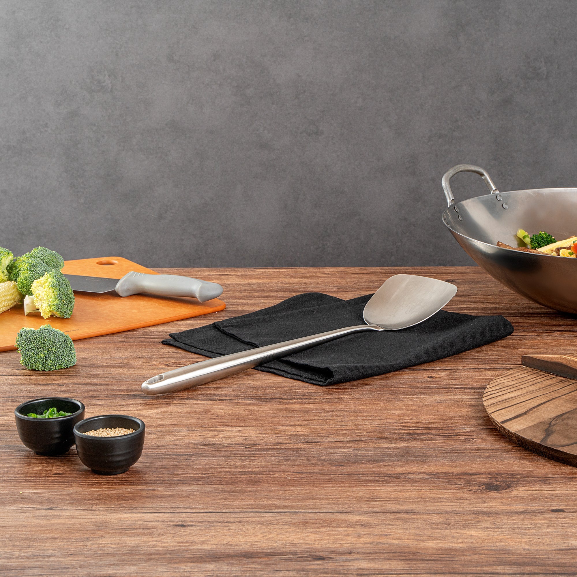 Motomori Stainless Steel Wok Spatula - 17'' - 10 count box