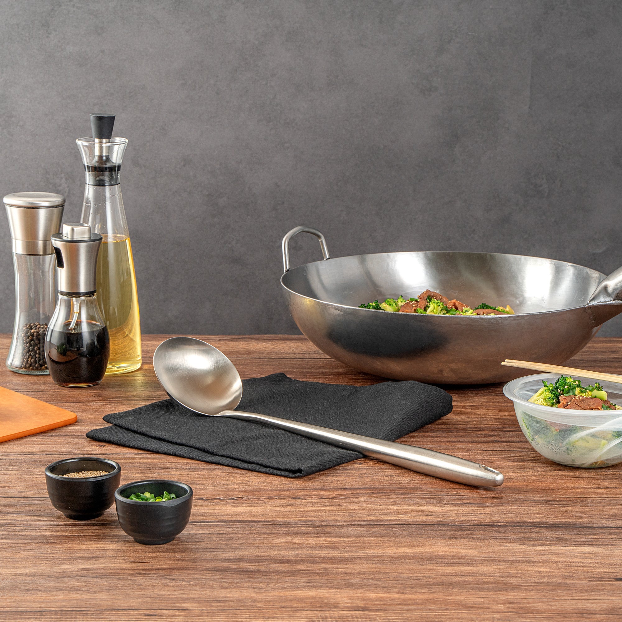Motomori Stainless Steel Wok Ladle - 17'' - 1 count box