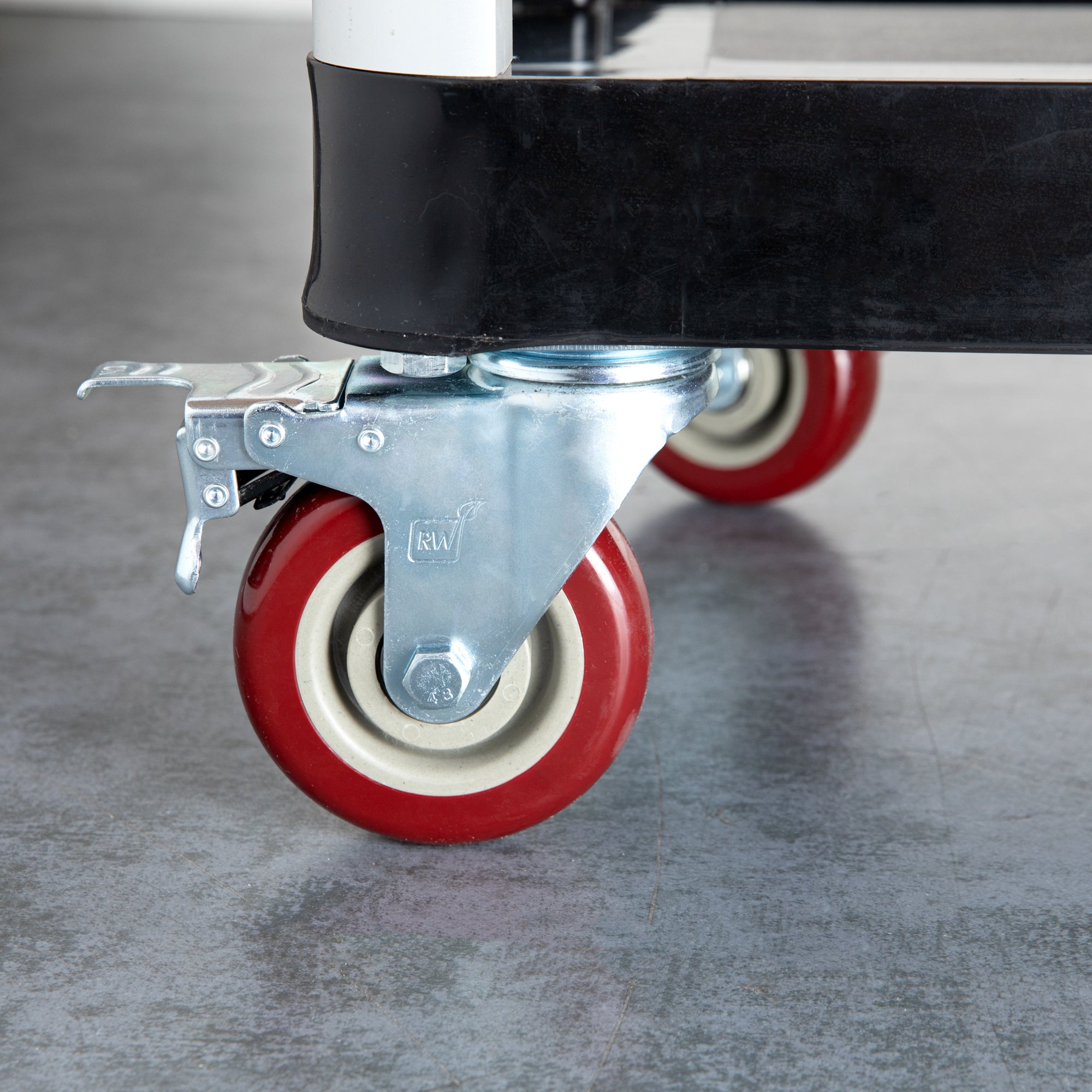 RW Hardware Red Swivel Plate Caster - with Brakes and Mounting Hardware - 4" - 4 count box