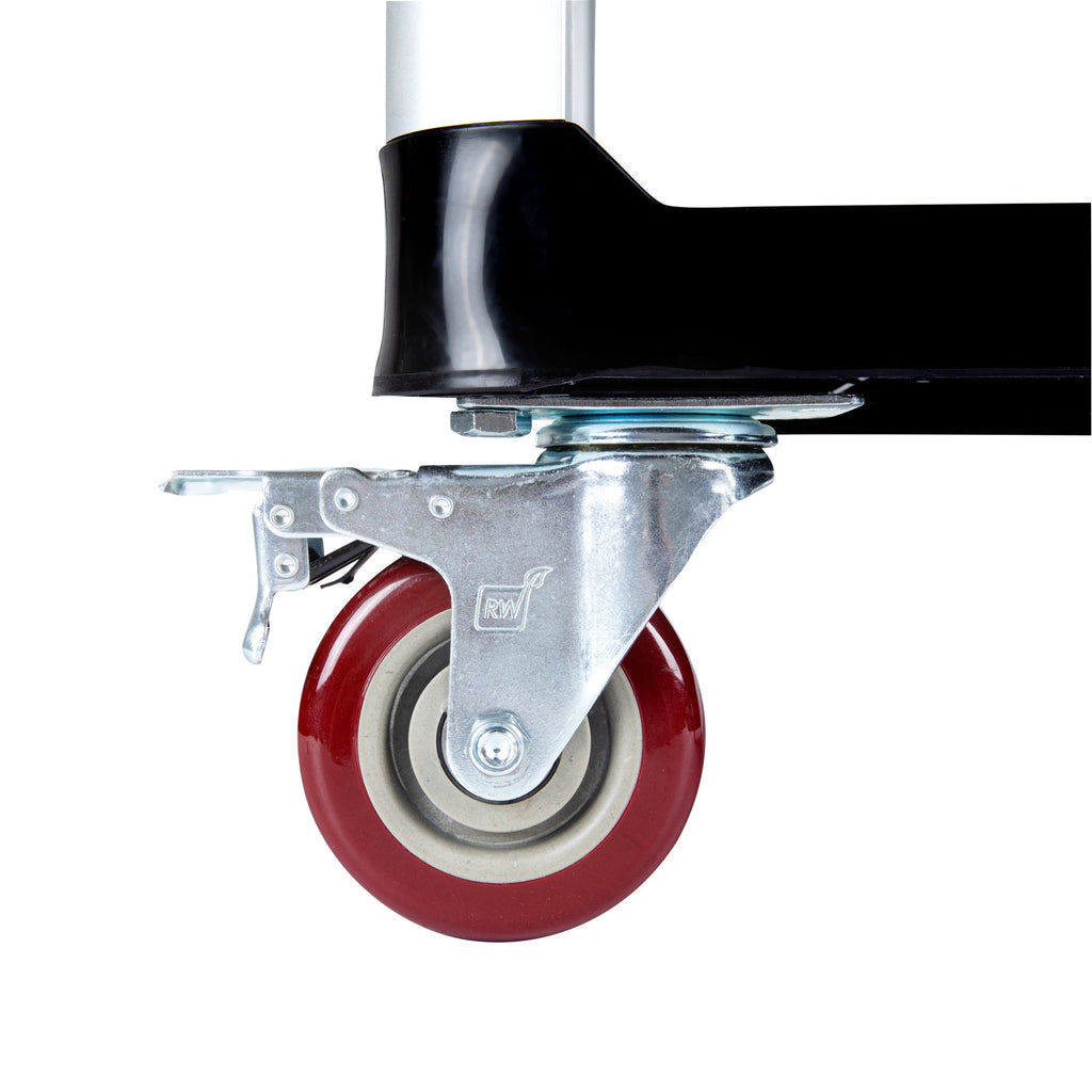 RW Hardware Red Swivel Plate Caster - with Brakes and Mounting Hardware - 4" - 4 count box