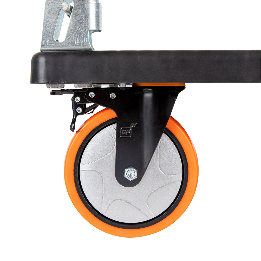 RW Hardware Orange Swivel Plate Caster - with Brakes and Mounting Hardware, Heavy Duty - 6" - 4 count box
