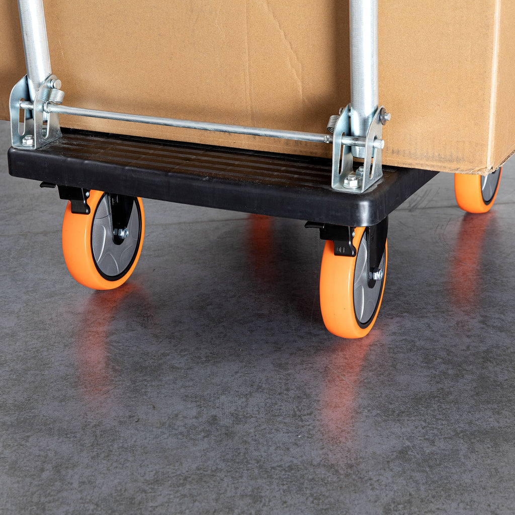 RW Hardware Orange Swivel Plate Caster - with Brakes and Mounting Hardware, Heavy Duty - 6" - 4 count box