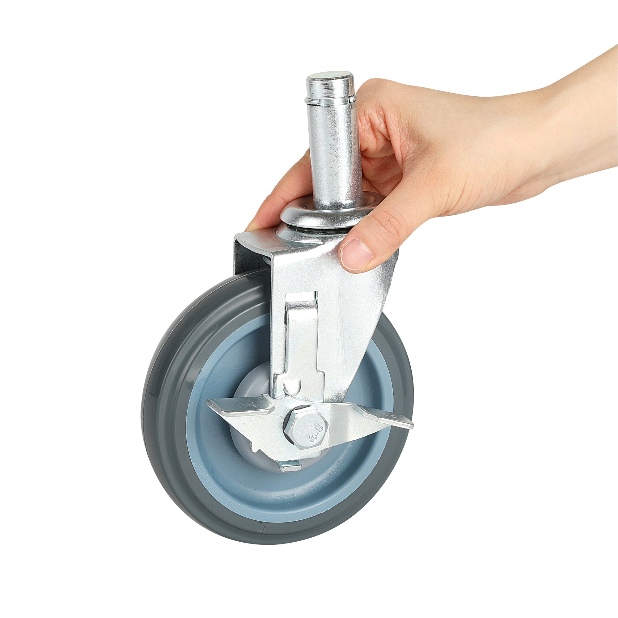 Chef 101 Gray Shelf Kit Swivel Stem Caster - with Brakes - 5" - 4 count box