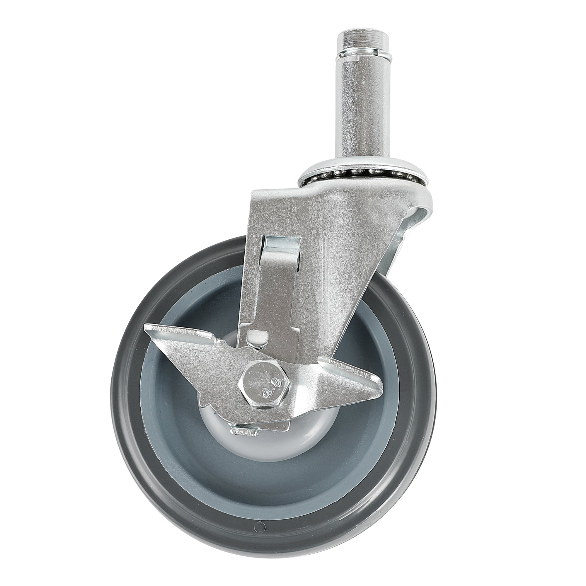 Chef 101 Gray Shelf Kit Swivel Stem Caster - with Brakes - 5" - 4 count box