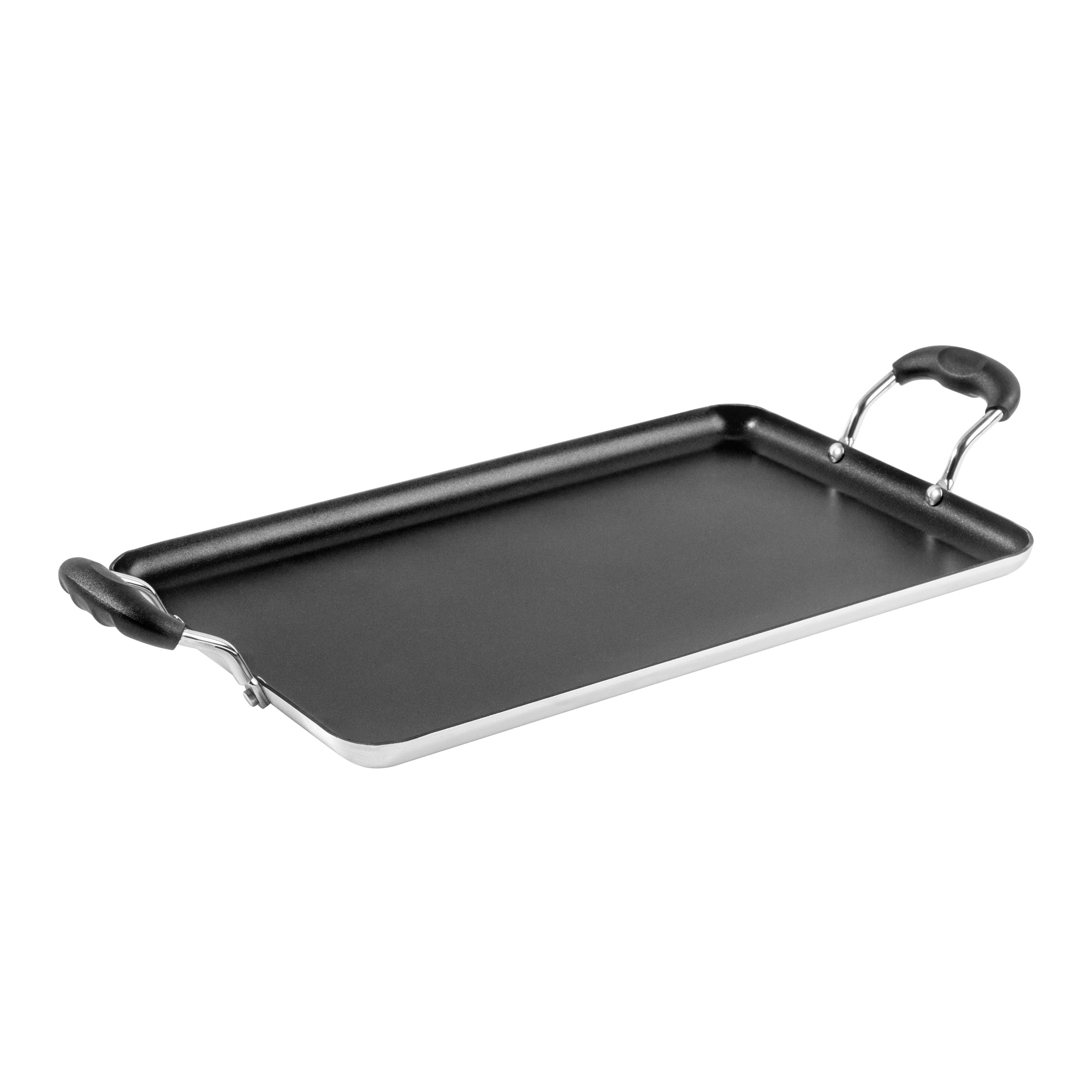 Met Lux Aluminum Double Burner Griddle - Non-Stick, with Bakelite Handles - 16 1/2" x 10 1/2" - 1 count box