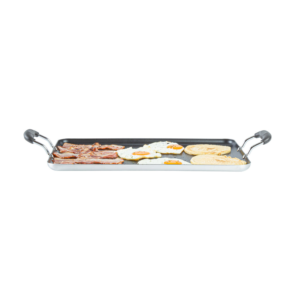 Met Lux Aluminum Double Burner Griddle - Non-Stick, with Bakelite Handles - 19" x 11 3/4" - 1 count box