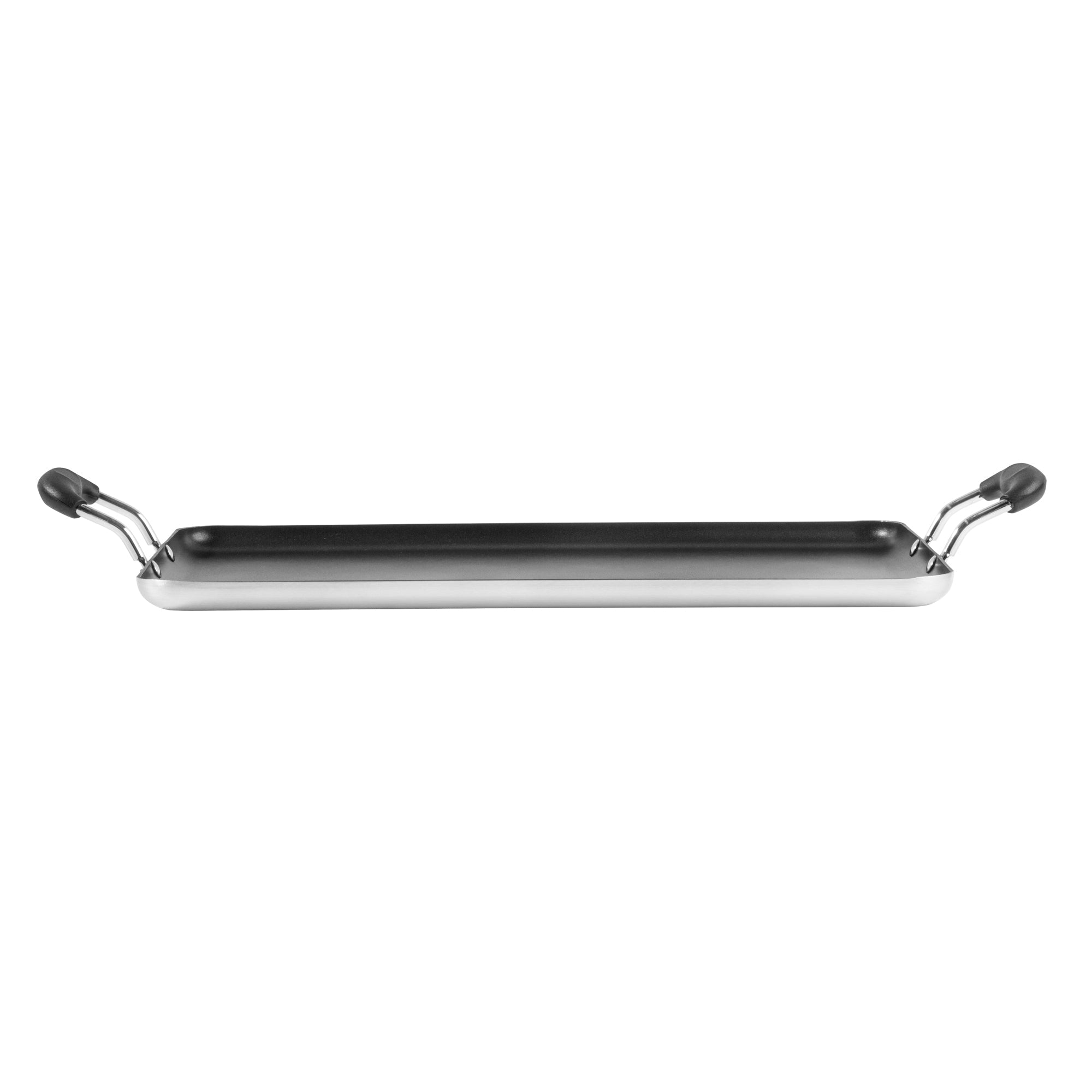 Met Lux Aluminum Double Burner Griddle - Non-Stick, with Bakelite Handles - 19" x 11 3/4" - 1 count box