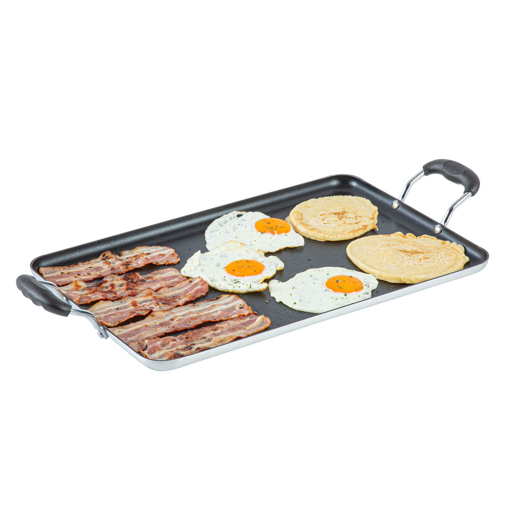 Met Lux Aluminum Double Burner Griddle - Non-Stick, with Bakelite Handles - 19" x 11 3/4" - 10 count box