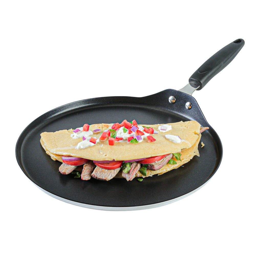 Met Lux Round Aluminum Griddle - Non-Stick, with Bakelite Handles - 12" - 1 count box