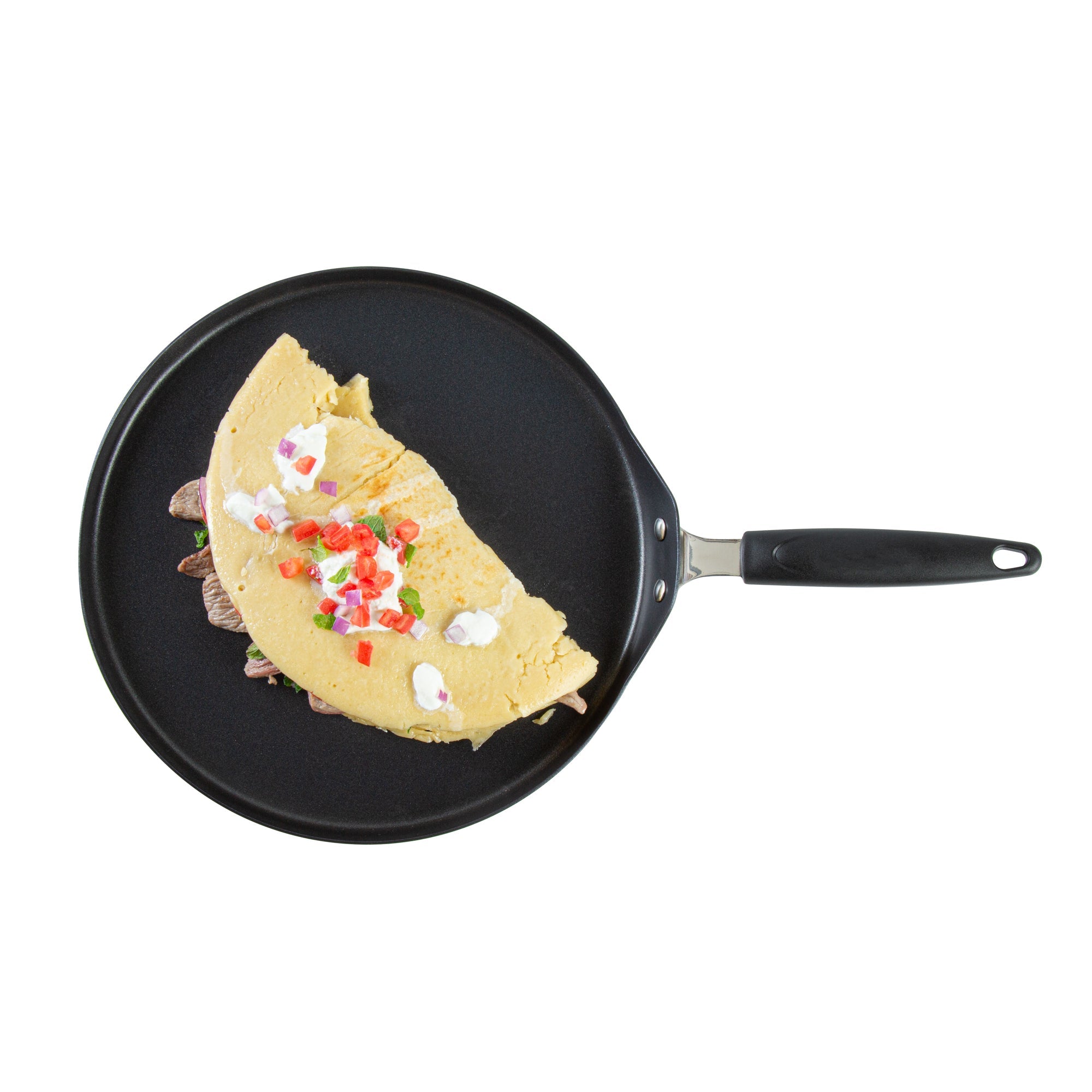 Met Lux Round Aluminum Griddle - Non-Stick, with Bakelite Handles - 12" - 1 count box