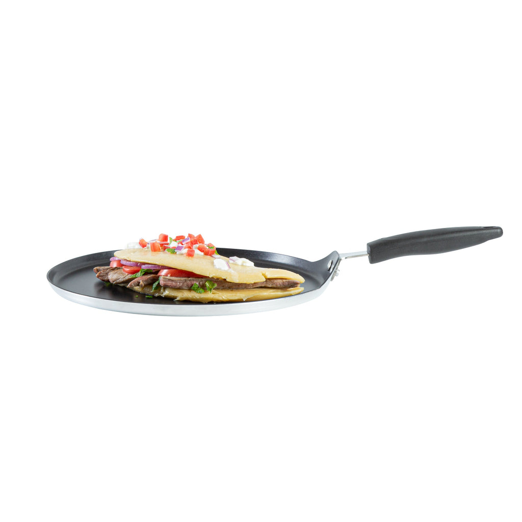 Met Lux Round Aluminum Griddle - Non-Stick, with Bakelite Handles - 12" - 1 count box