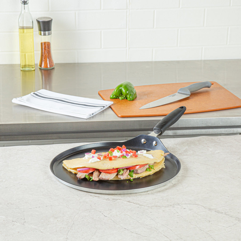 Met Lux Round Aluminum Griddle - Non-Stick, with Bakelite Handles - 12" - 1 count box