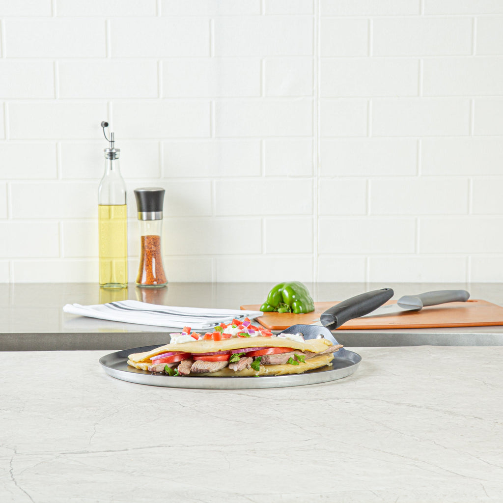 Met Lux Round Aluminum Griddle - Non-Stick, with Bakelite Handles - 12" - 1 count box
