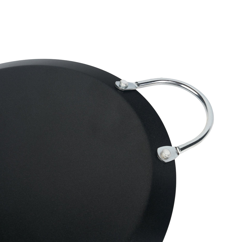 Met Lux Round Carbon Steel Griddle - Non-Stick, with Chrome Handles - 9" - 1 count box