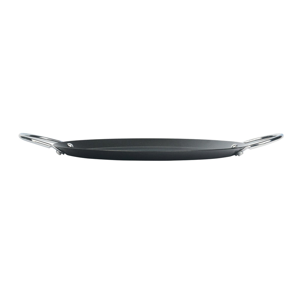 Met Lux Round Carbon Steel Griddle - Non-Stick, with Chrome Handles - 9" - 10 count box