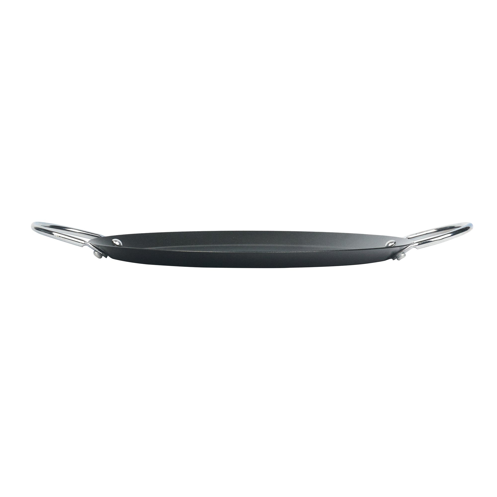 Met Lux Round Carbon Steel Griddle - Non-Stick, with Chrome Handles - 9" - 10 count box
