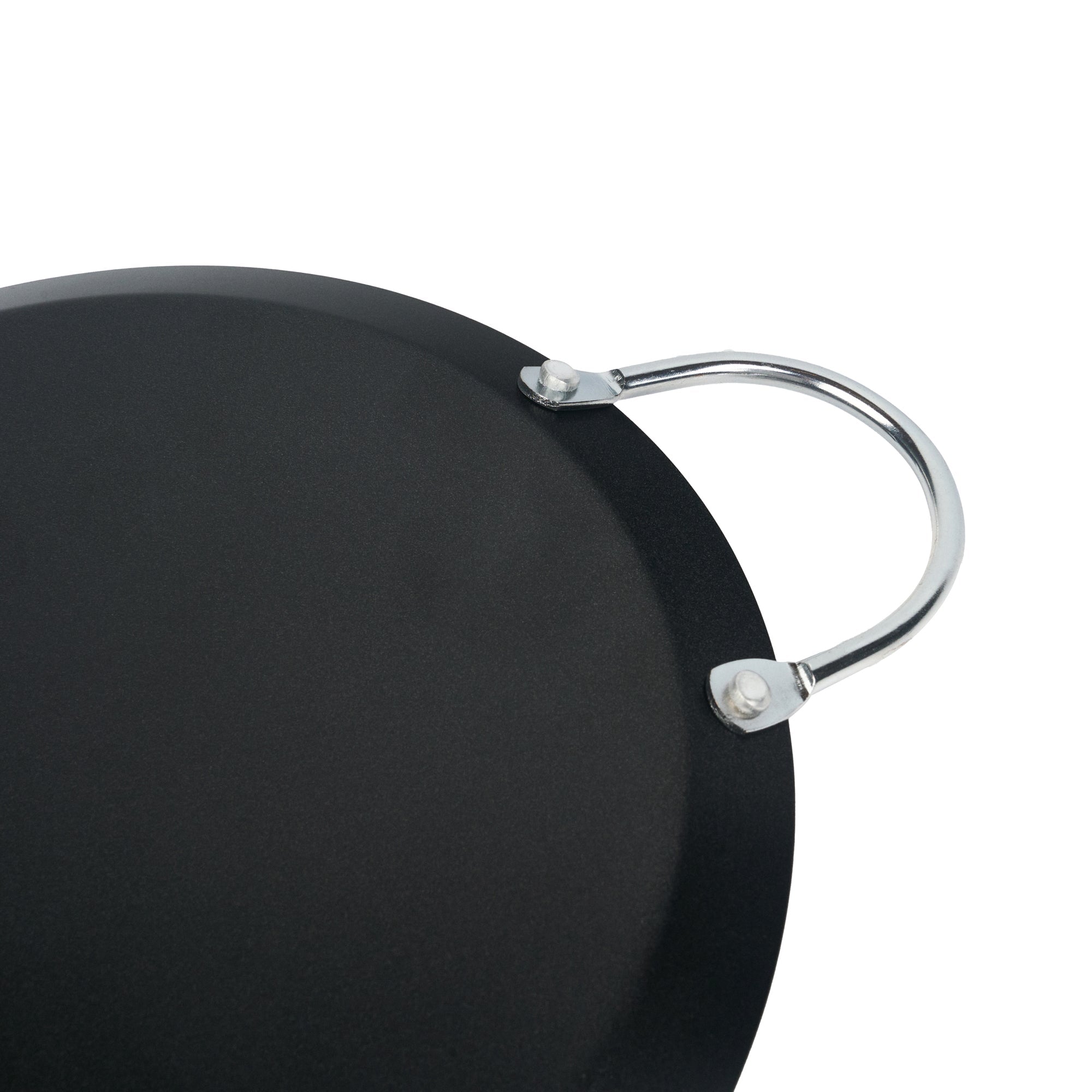 Met Lux Round Carbon Steel Griddle - Non-Stick, with Chrome Handles - 9" - 10 count box