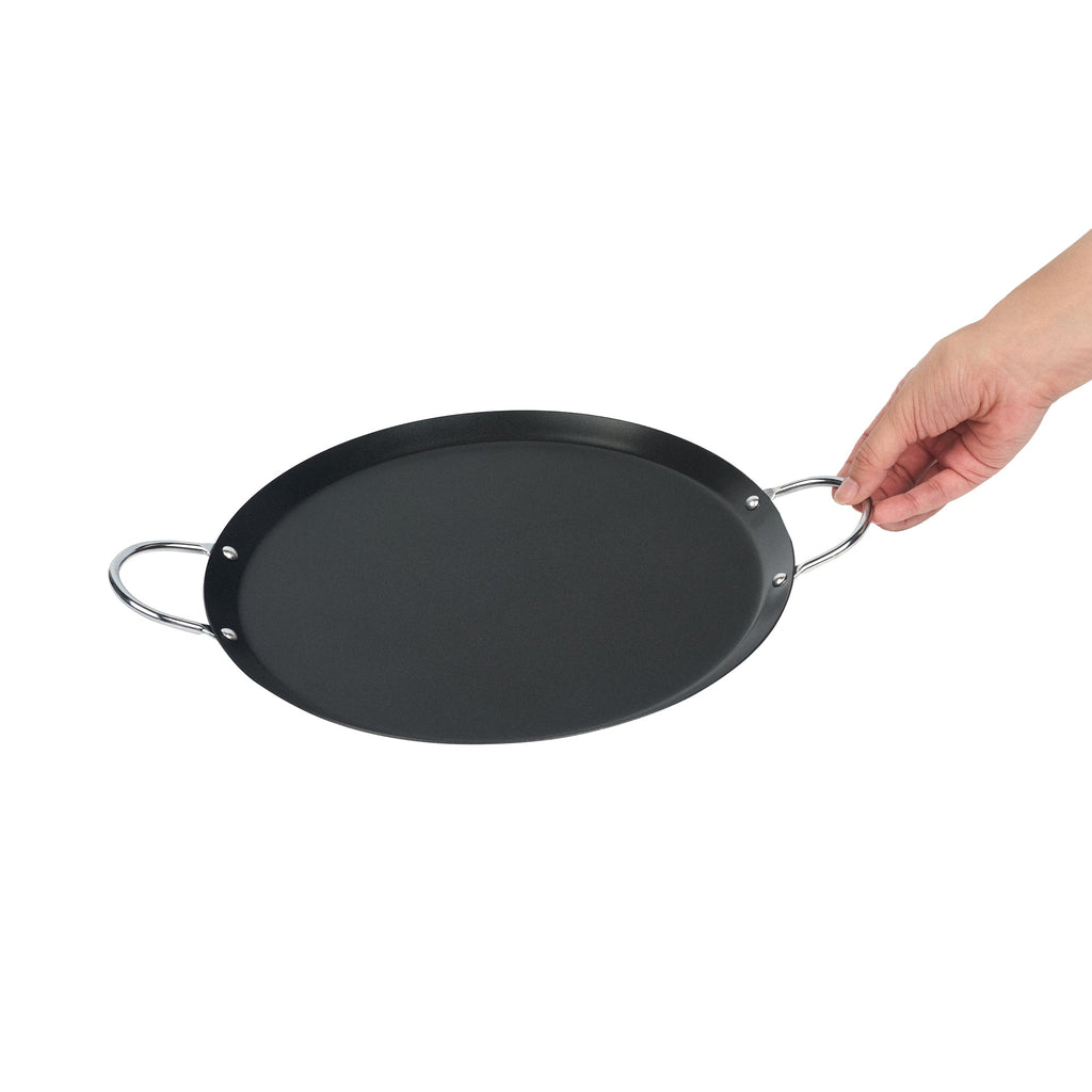 Met Lux Round Carbon Steel Griddle - Non-Stick, with Chrome Handles - 11" - 1 count box