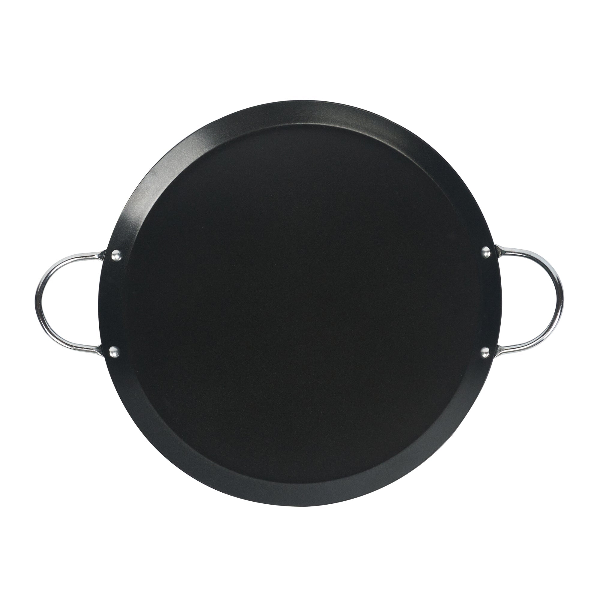Met Lux Round Carbon Steel Griddle - Non-Stick, with Chrome Handles - 11" - 1 count box
