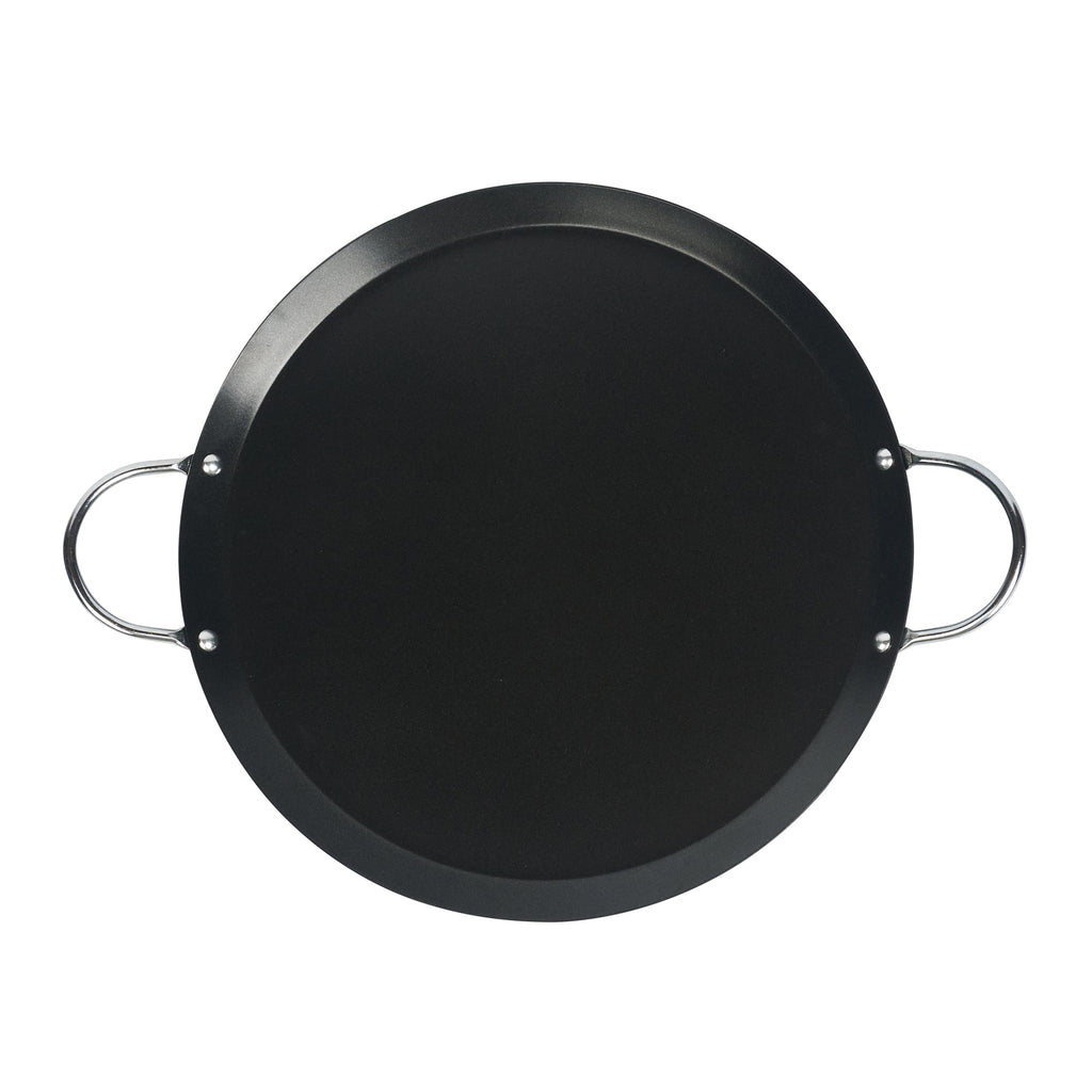 Met Lux Round Carbon Steel Griddle - Non-Stick, with Chrome Handles - 11" - 10 count box