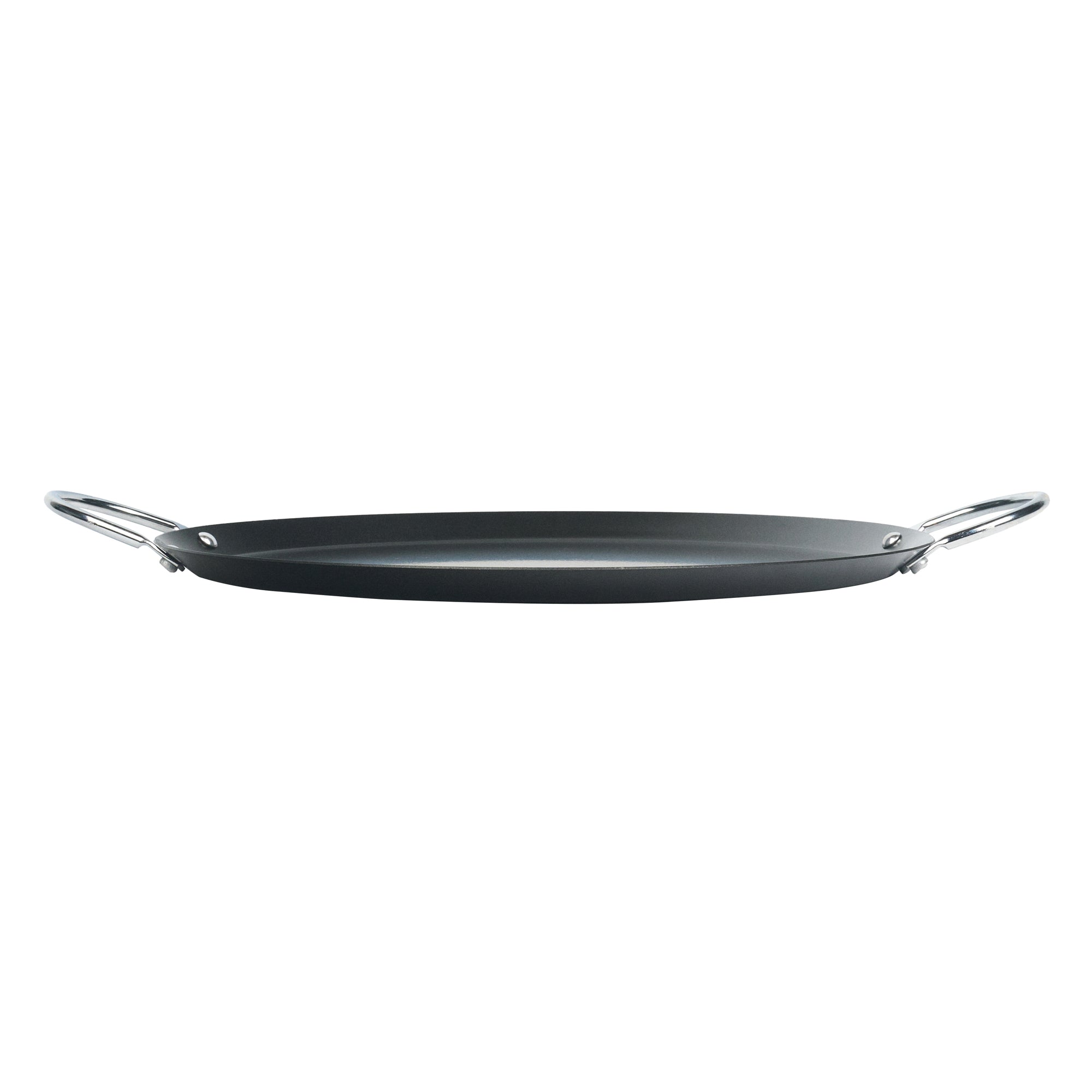 Met Lux Round Carbon Steel Griddle - Non-Stick, with Chrome Handles - 11" - 10 count box