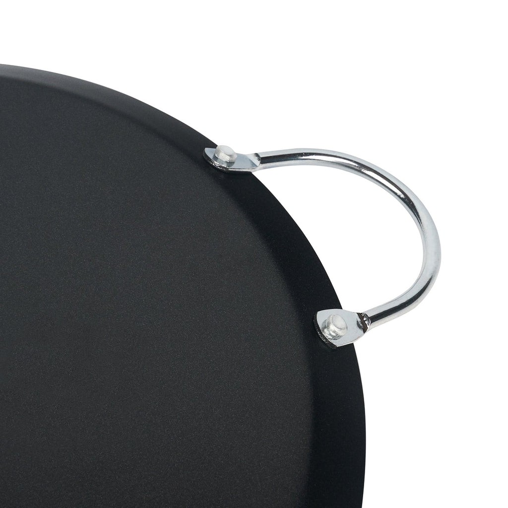 Met Lux Round Carbon Steel Griddle - Non-Stick, with Chrome Handles - 11" - 10 count box