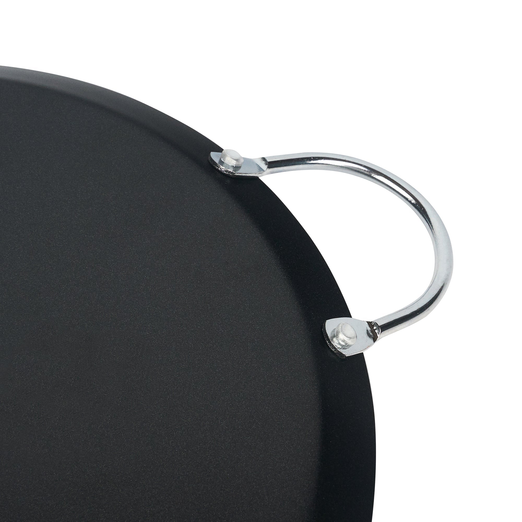 Met Lux Round Carbon Steel Griddle - Non-Stick, with Chrome Handles - 11" - 10 count box