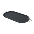 Met Lux Oval Black Carbon Steel Double Burner Griddle - Non-Stick, With Chrome Handles - 17" x 8 3/4" - 1 count box