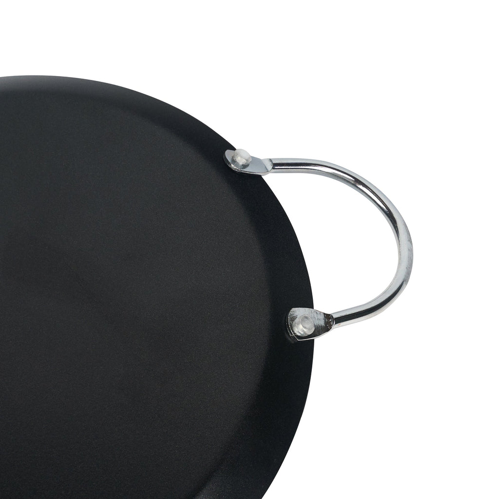 Met Lux Oval Black Carbon Steel Double Burner Griddle - Non-Stick, With Chrome Handles - 17" x 8 3/4" - 1 count box