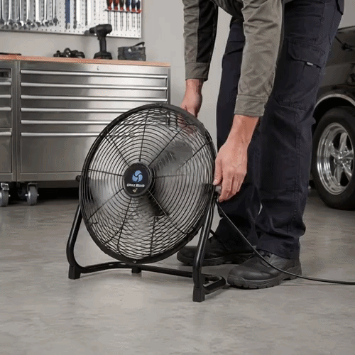 Wind Blade 3-Speed Industrial Floor Fan - Tilt Head, 1/18 HP, 1,680 CFM - 12" - 1 count box