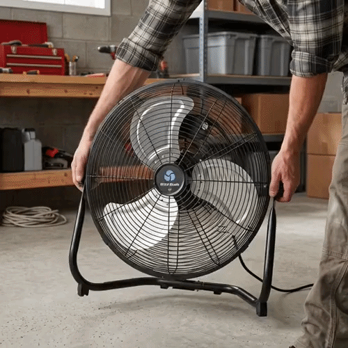 Wind Blade 3-Speed Industrial Floor Fan - Tilt Head, 1/7 HP, 4,080 CFM - 18" - 1 count box