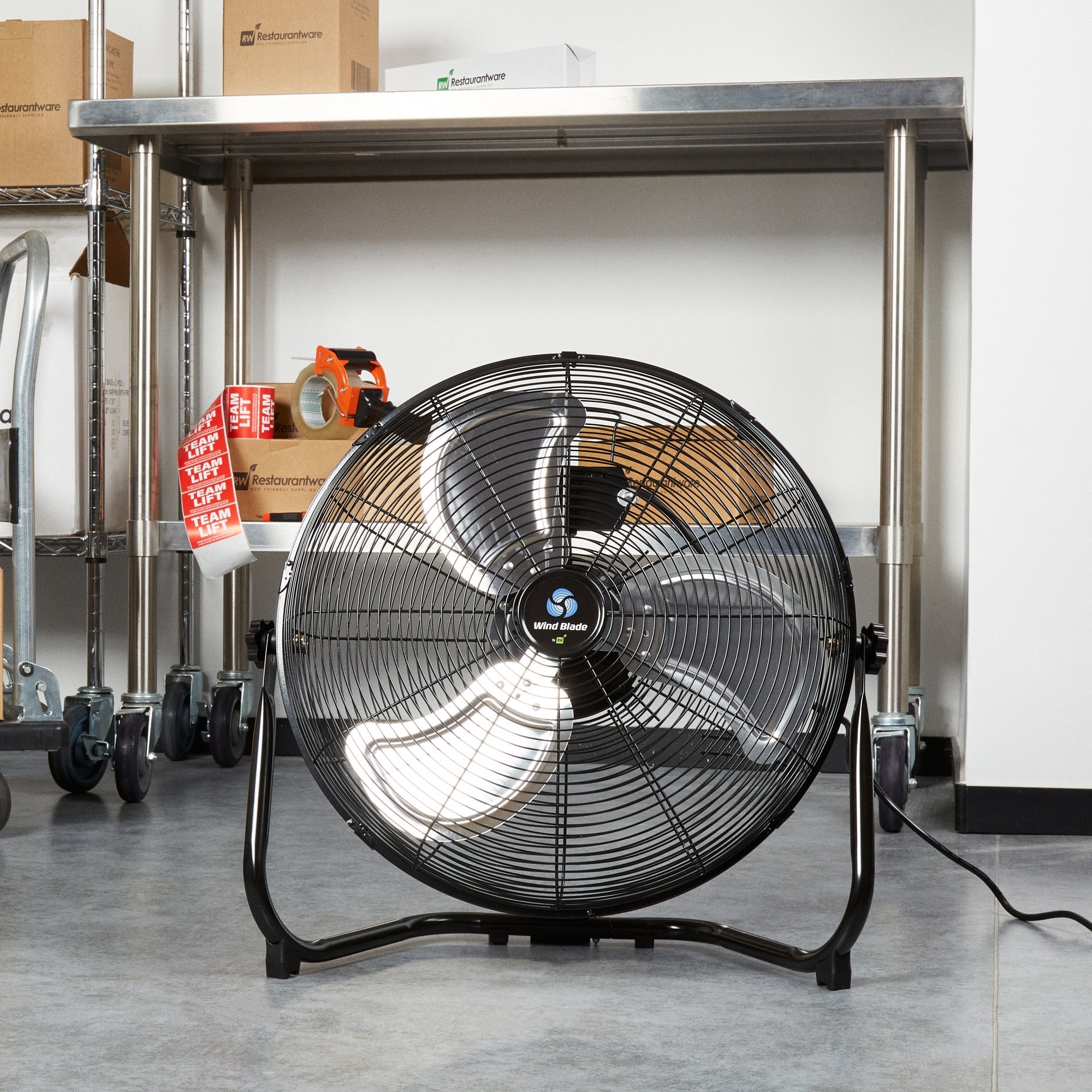 Wind Blade 3-Speed Industrial Floor Fan - Tilt Head, 1/6 HP, 4,750 CFM - 20" - 1 count box