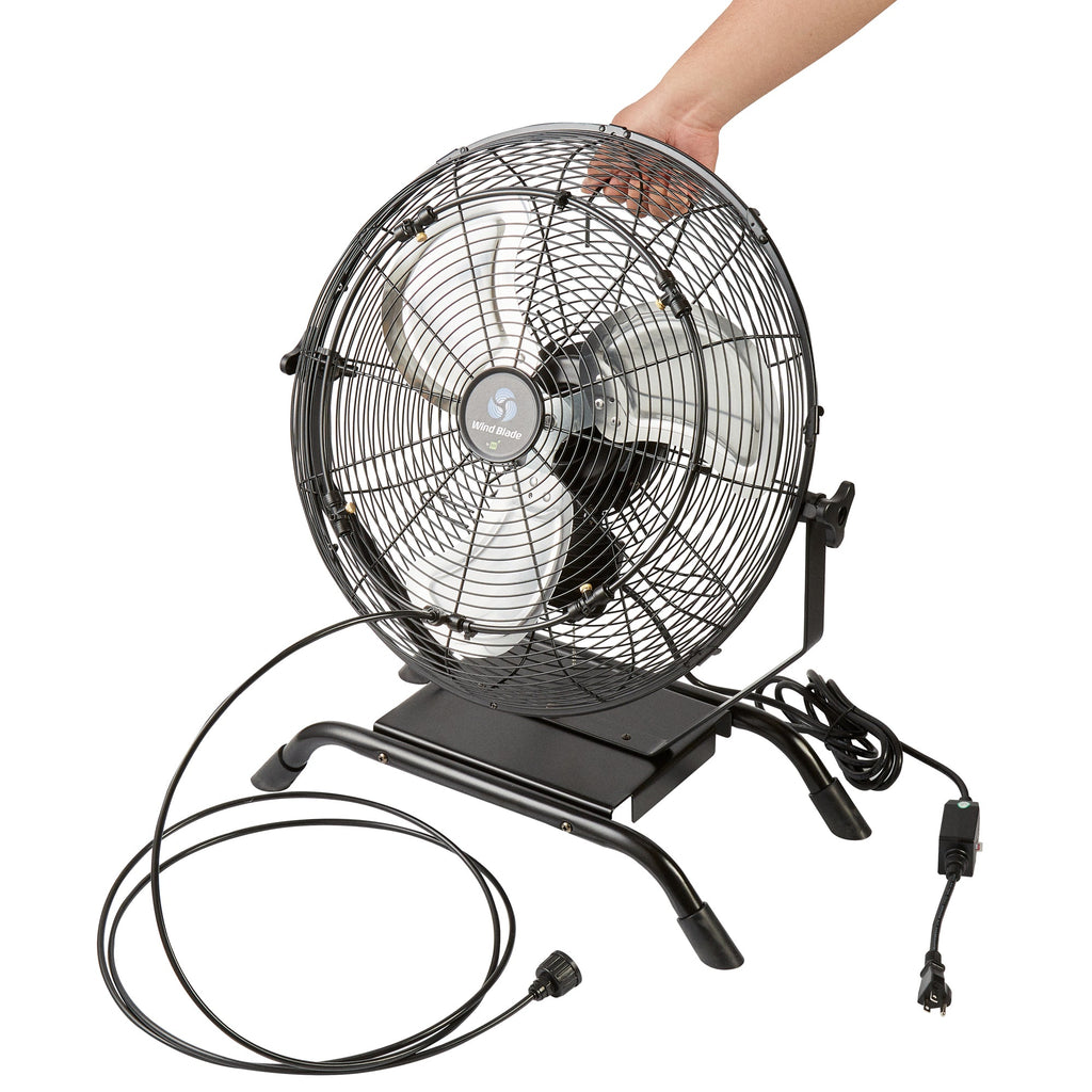 Wind Blade 3-Speed Industrial Floor / Wall-Mount Fan - with Misting Kit, 1/7 HP, 4,020 CFM - 18" - 1 count box