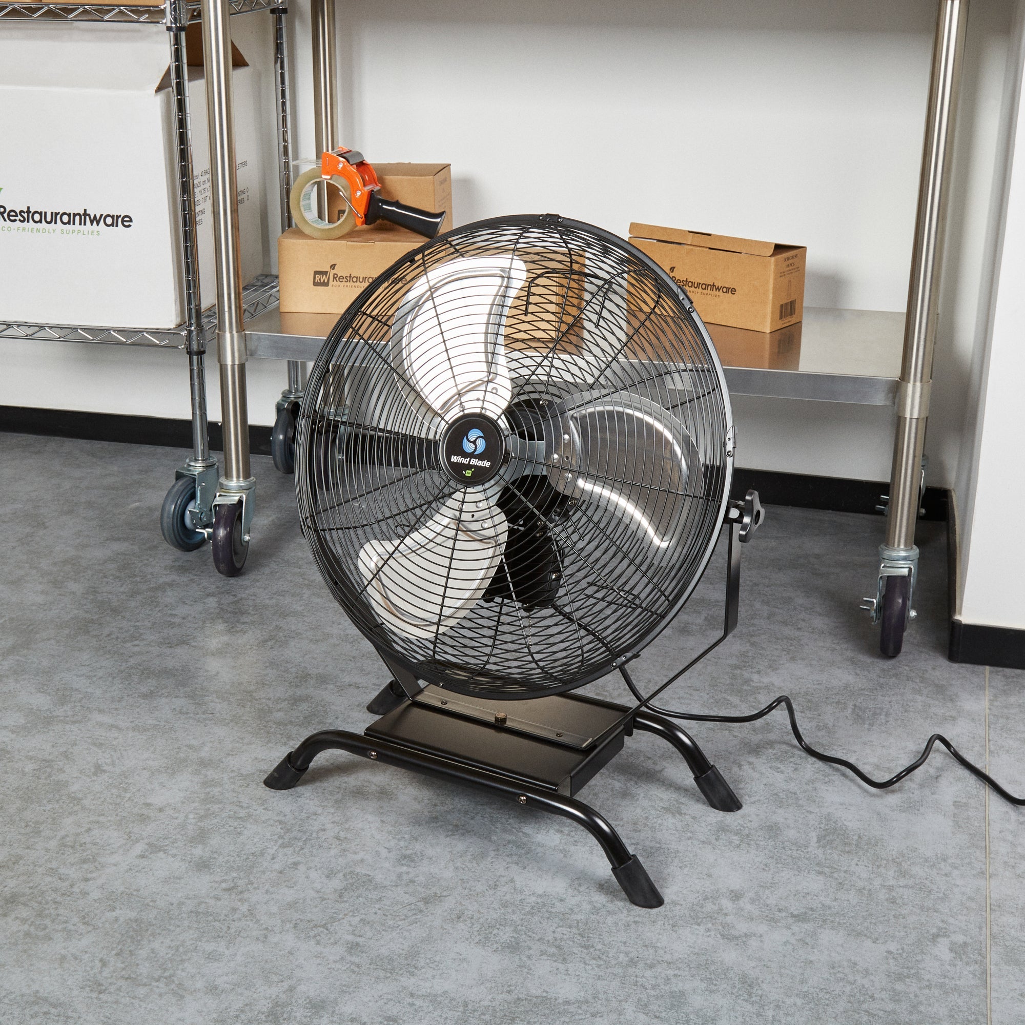 Wind Blade 3-Speed Industrial Floor / Wall-Mount Fan - Tilt Head, 1/6 HP, 4,650 CFM - 20" - 1 count box