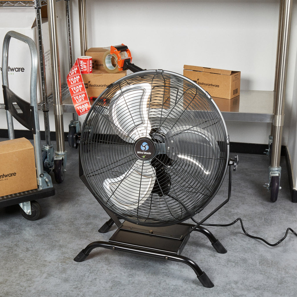 Wind Blade 3-Speed Industrial Floor / Wall-Mount Fan - Tilt Head, 1/6 HP, 4,650 CFM - 20" - 1 count box