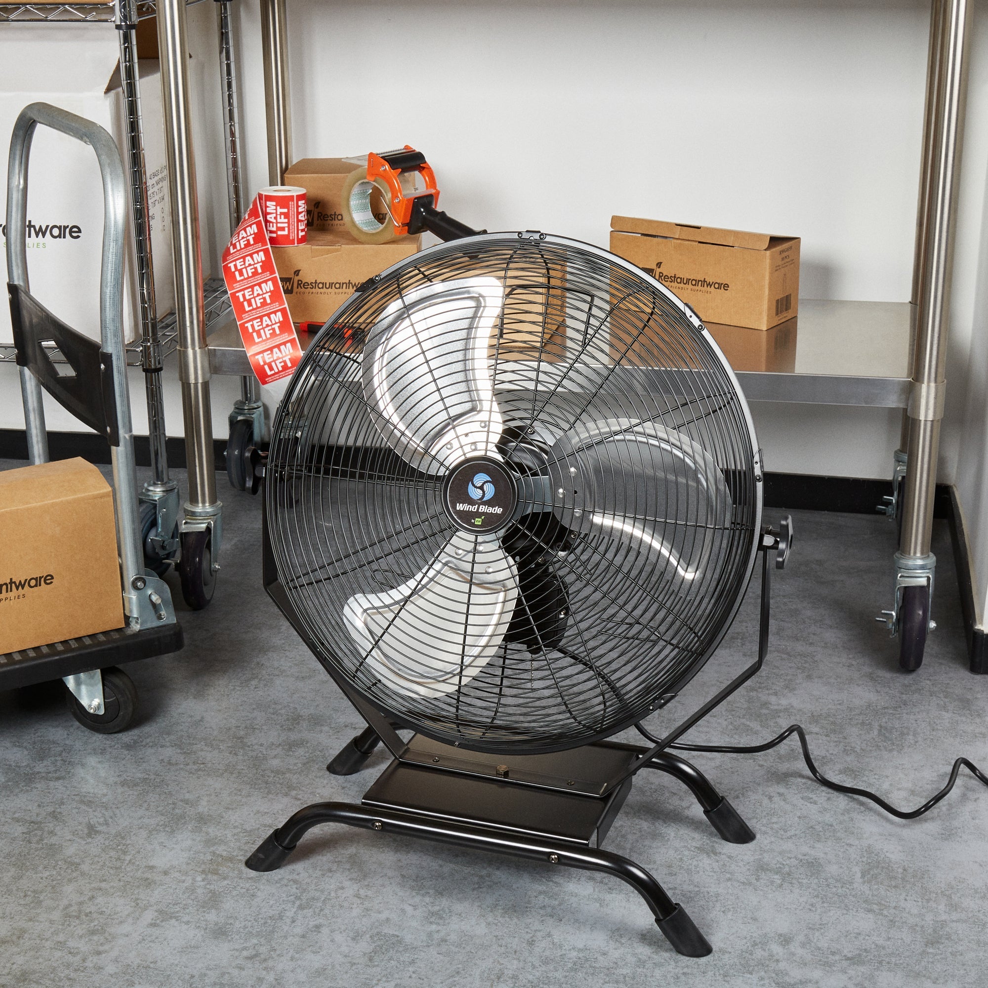 Wind Blade 3-Speed Industrial Floor / Wall-Mount Fan - Tilt Head, 1/6 HP, 4,650 CFM - 20" - 1 count box