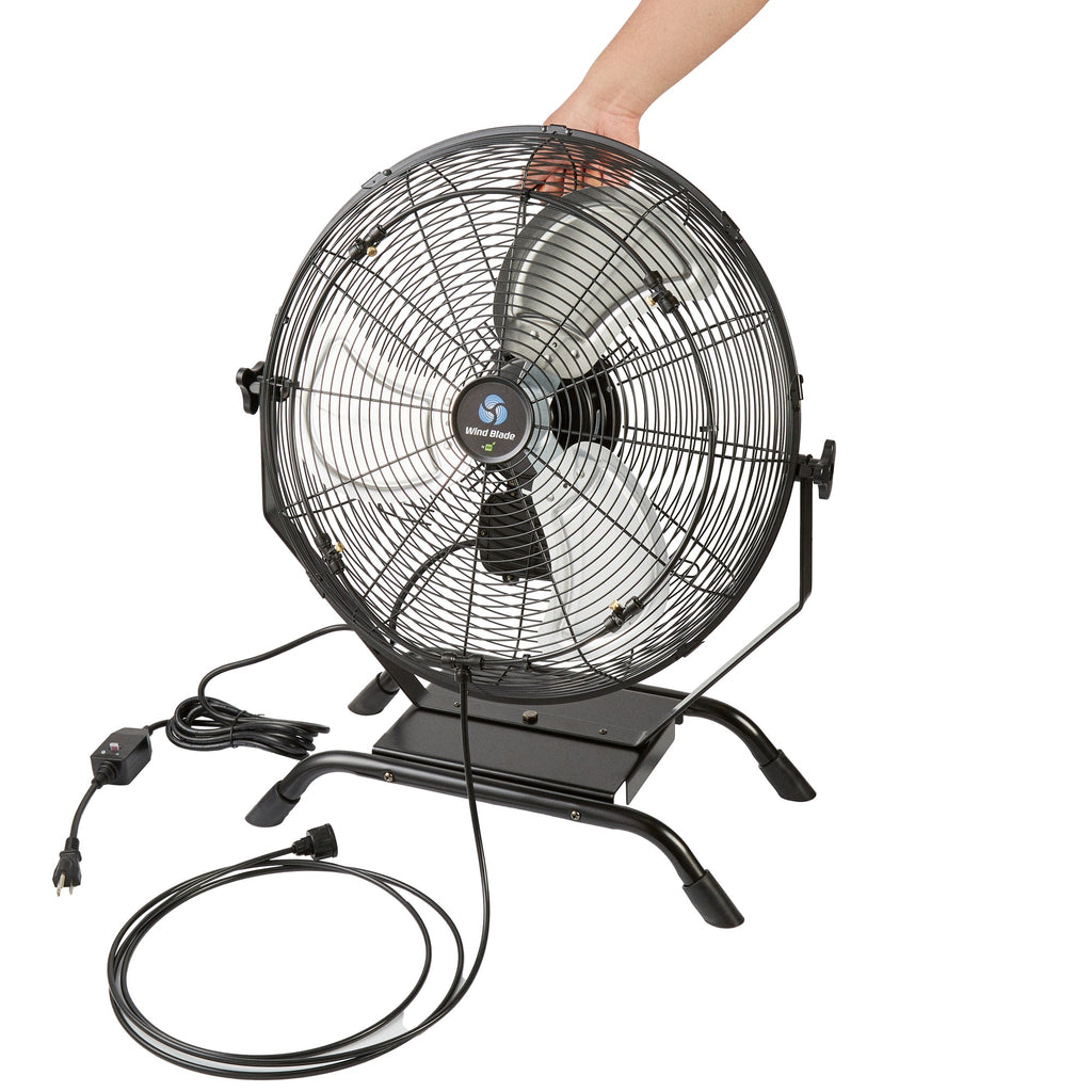 Wind Blade 3-Speed Industrial Floor / Wall-Mount Fan - with Misting Kit, 1/6 HP, 4,650 CFM - 20" - 1 count box