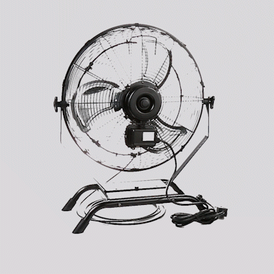 Wind Blade 3-Speed Industrial Floor / Wall-Mount Fan - with Misting Kit, 1/6 HP, 4,650 CFM - 20" - 1 count box